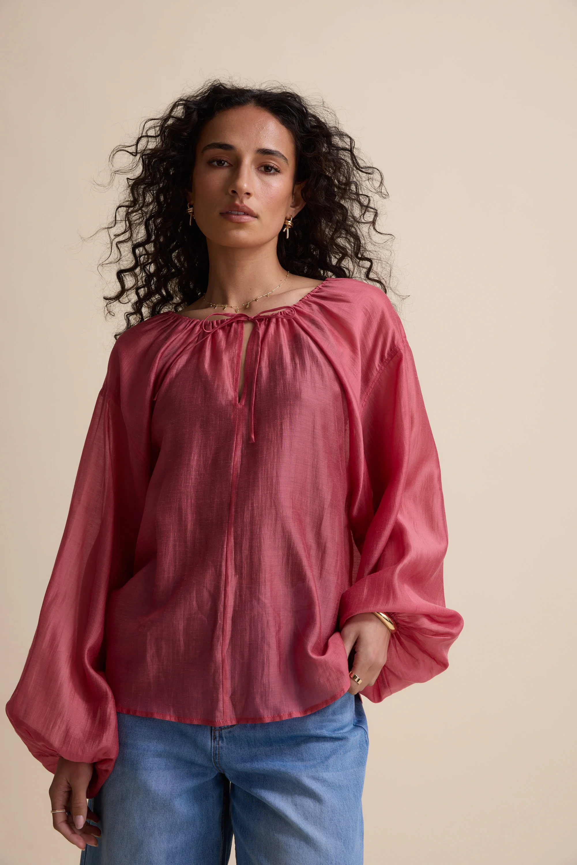 Abigail Tie Neck Blouse - Image 2