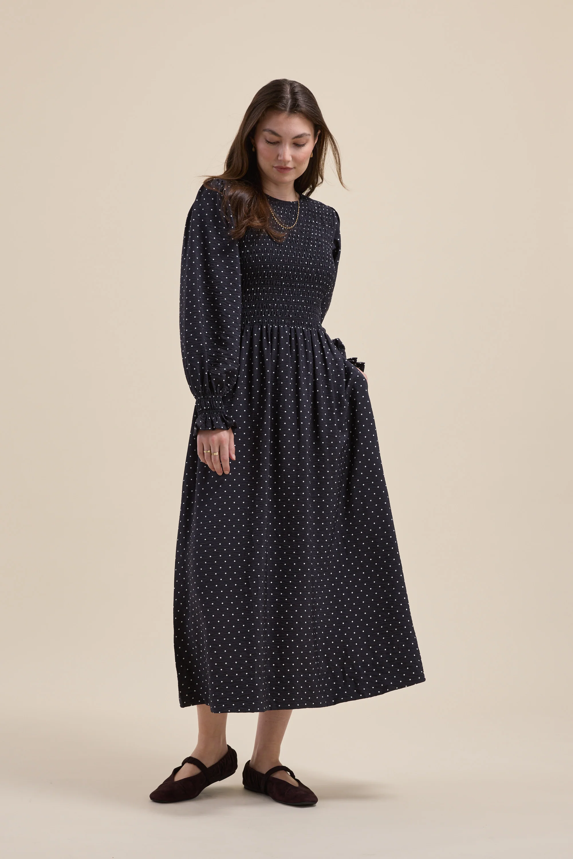 Brooke Shirred Long Sleeve Dress - Image 5