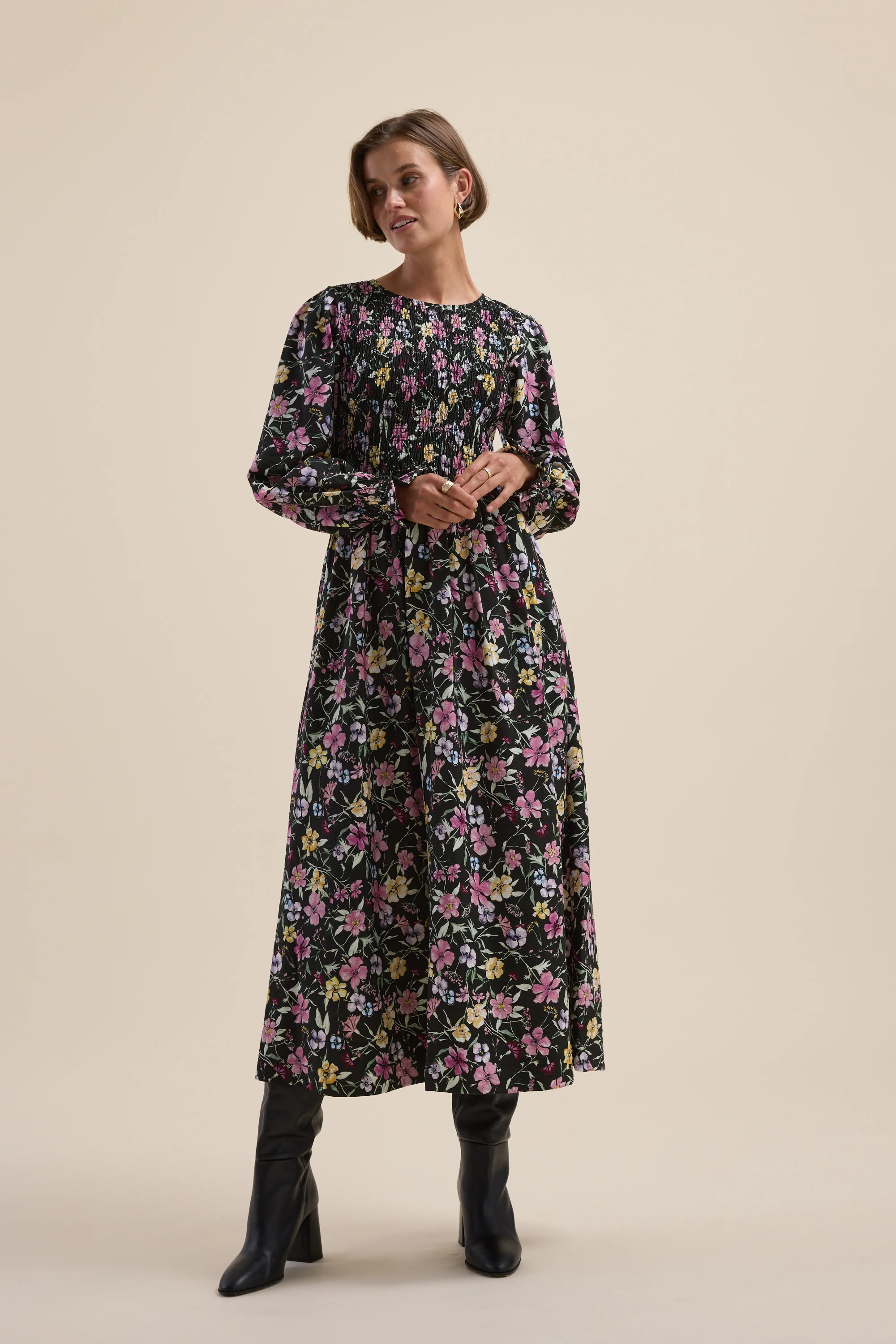Brooke Shirred Long Sleeve Dress - Image 4