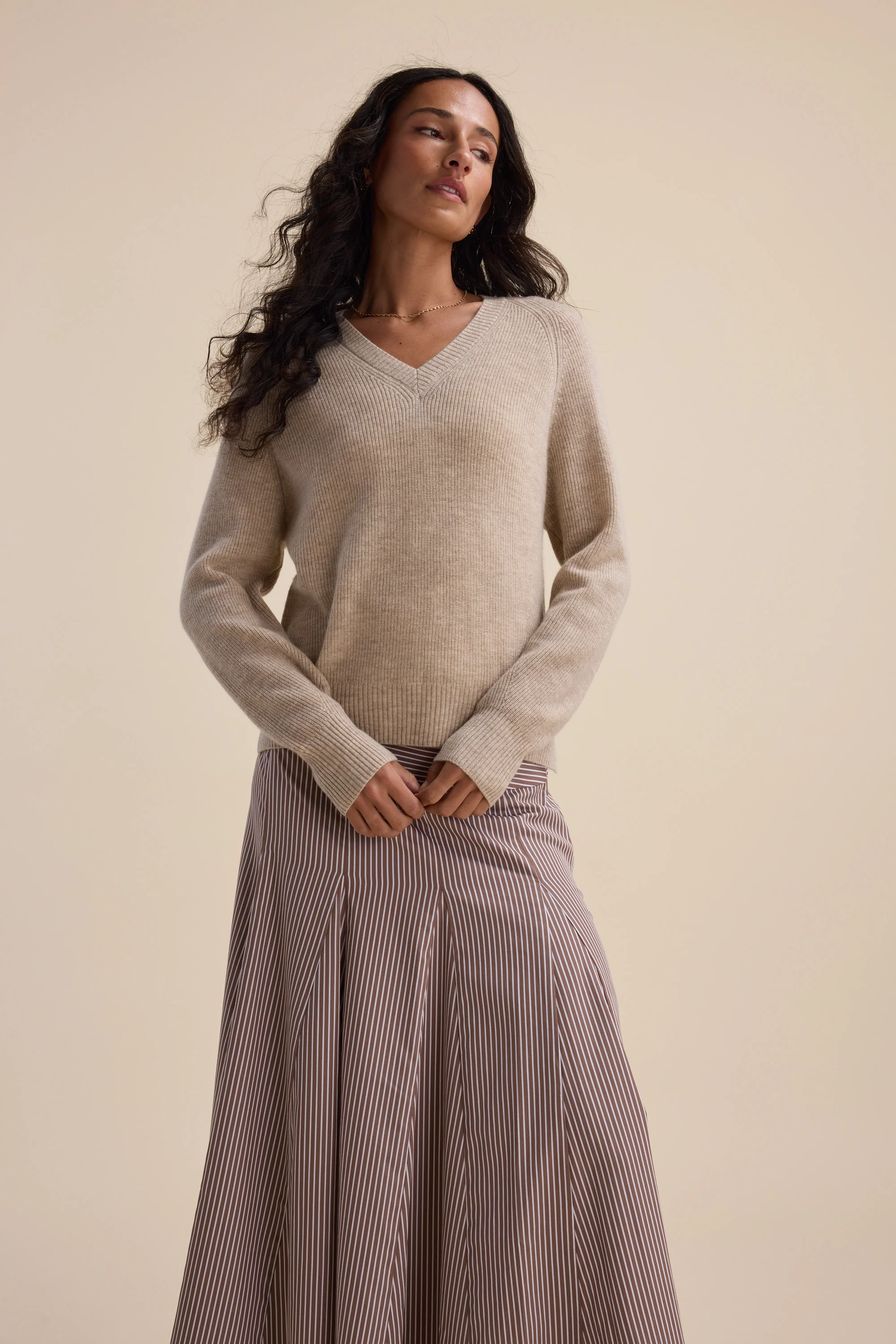 Elementary Cashmere Blend V Neck Sweater - Image 3