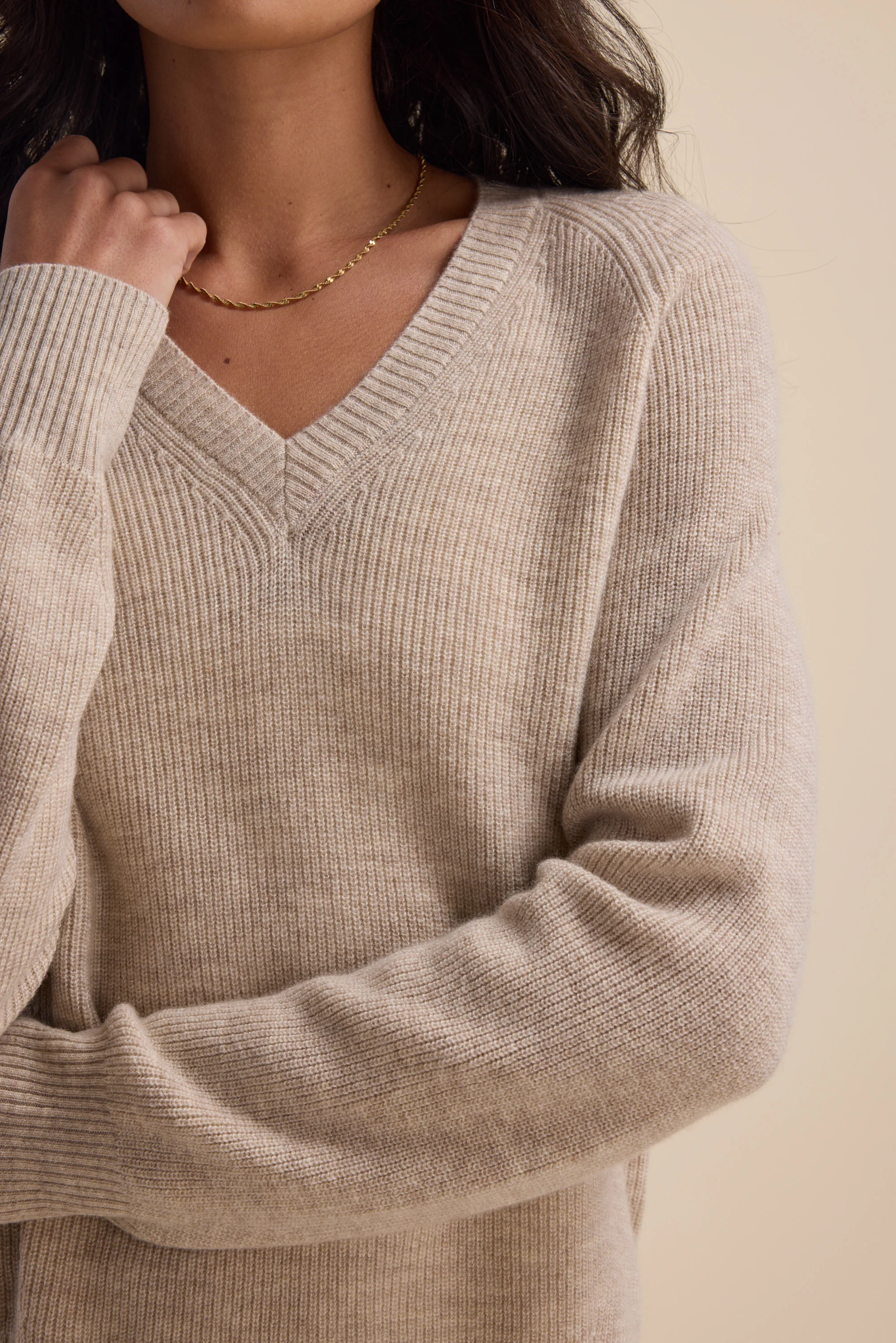 Elementary Cashmere Blend V Neck Sweater - Image 5