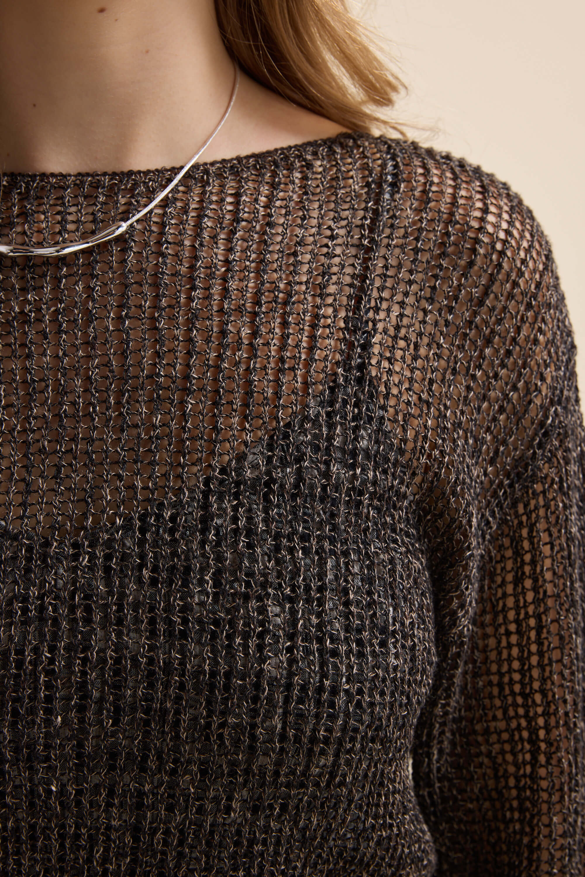 Elementary Linen Mesh Knit Sweater - Image 7