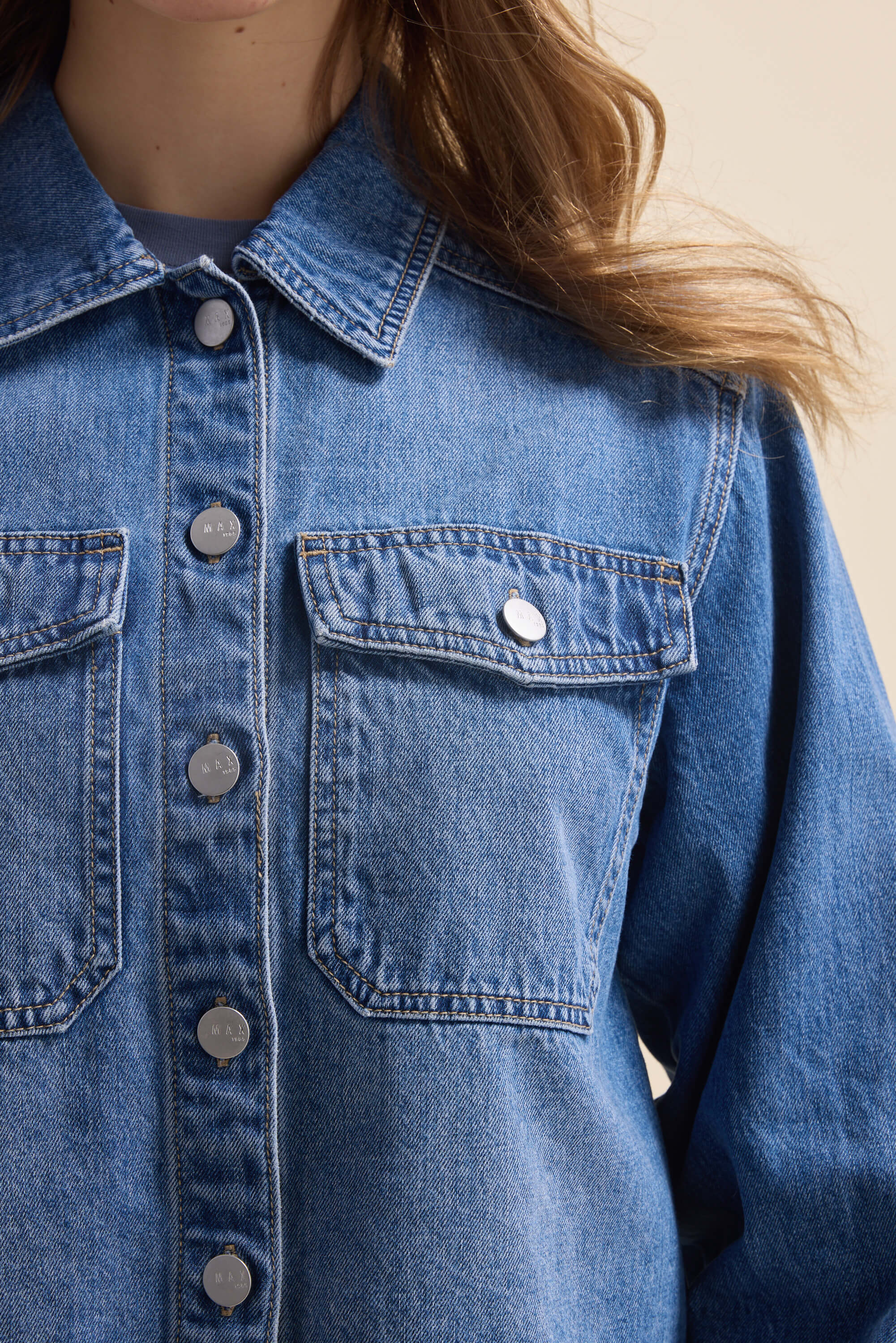 Elementary Long Sleeve Cropped Denim Shirt - Image 7