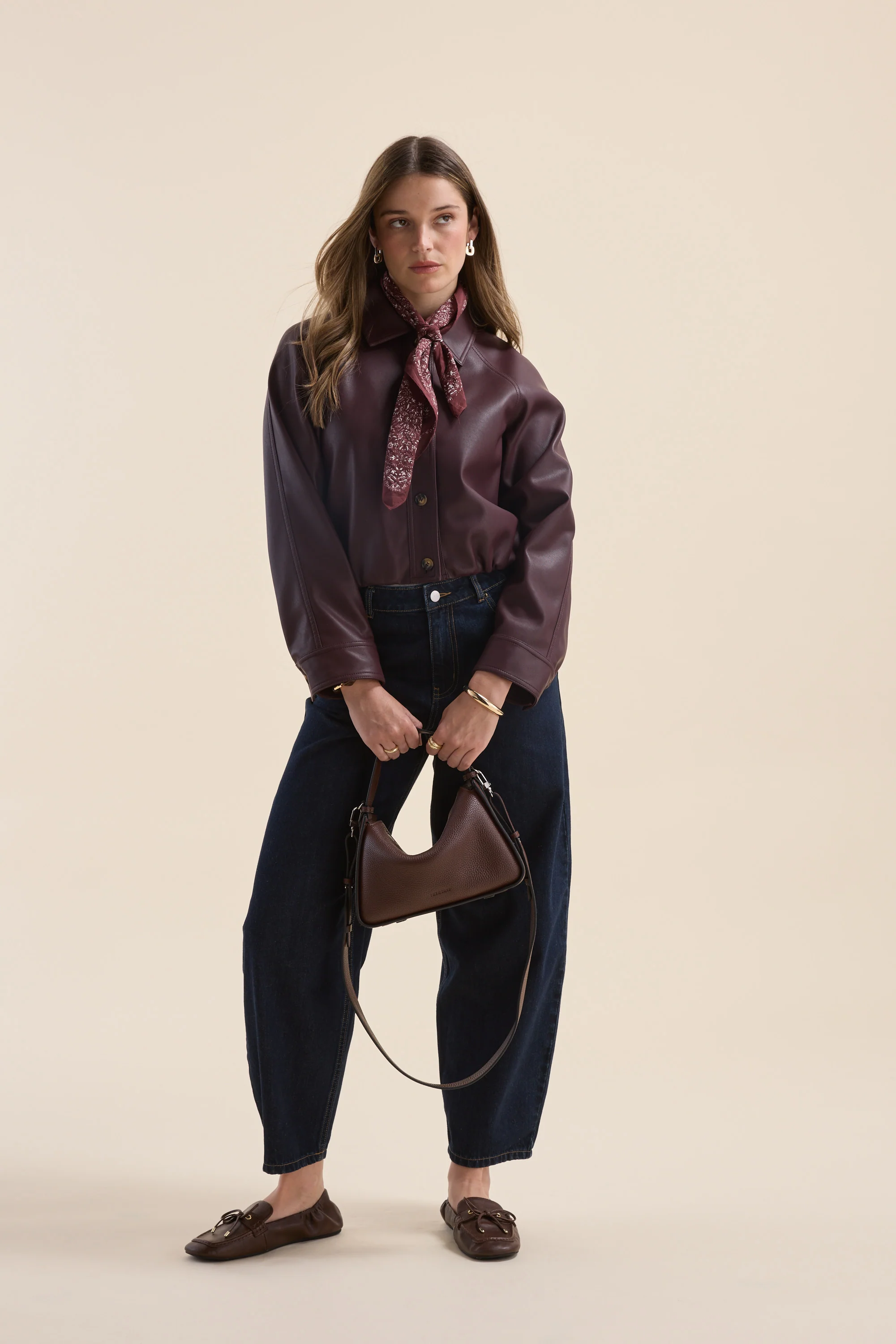 Ember Faux Leather Bomber Jacket - Image 3