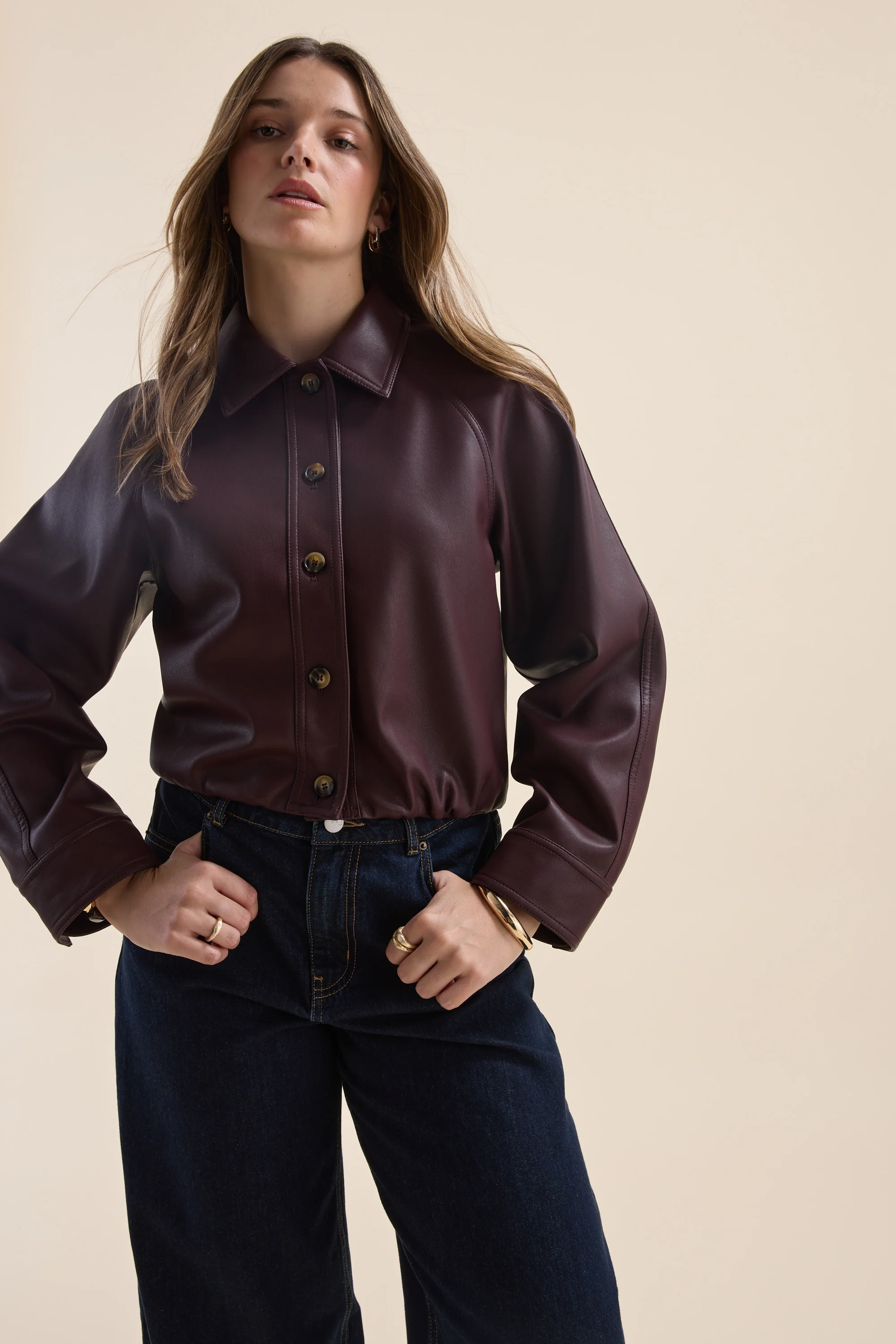 Ember Faux Leather Bomber Jacket - Image 5