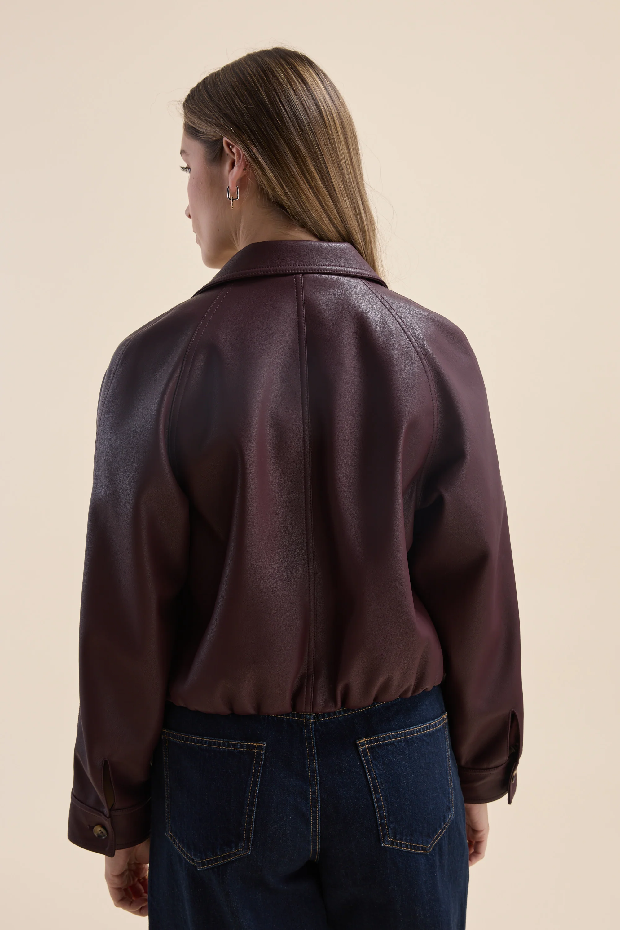 Ember Faux Leather Bomber Jacket - Image 8