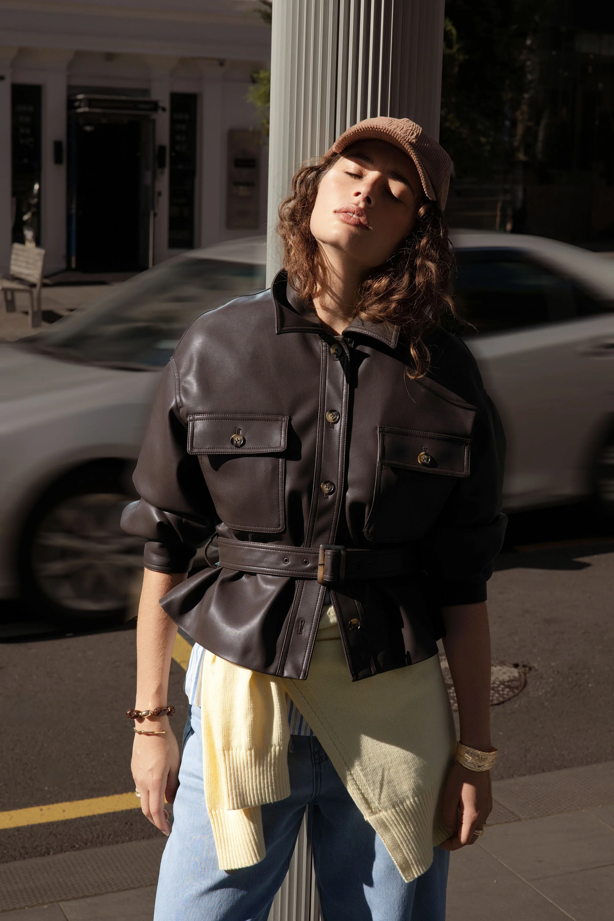 Jolie Faux Leather Belted Jacket - Image 3