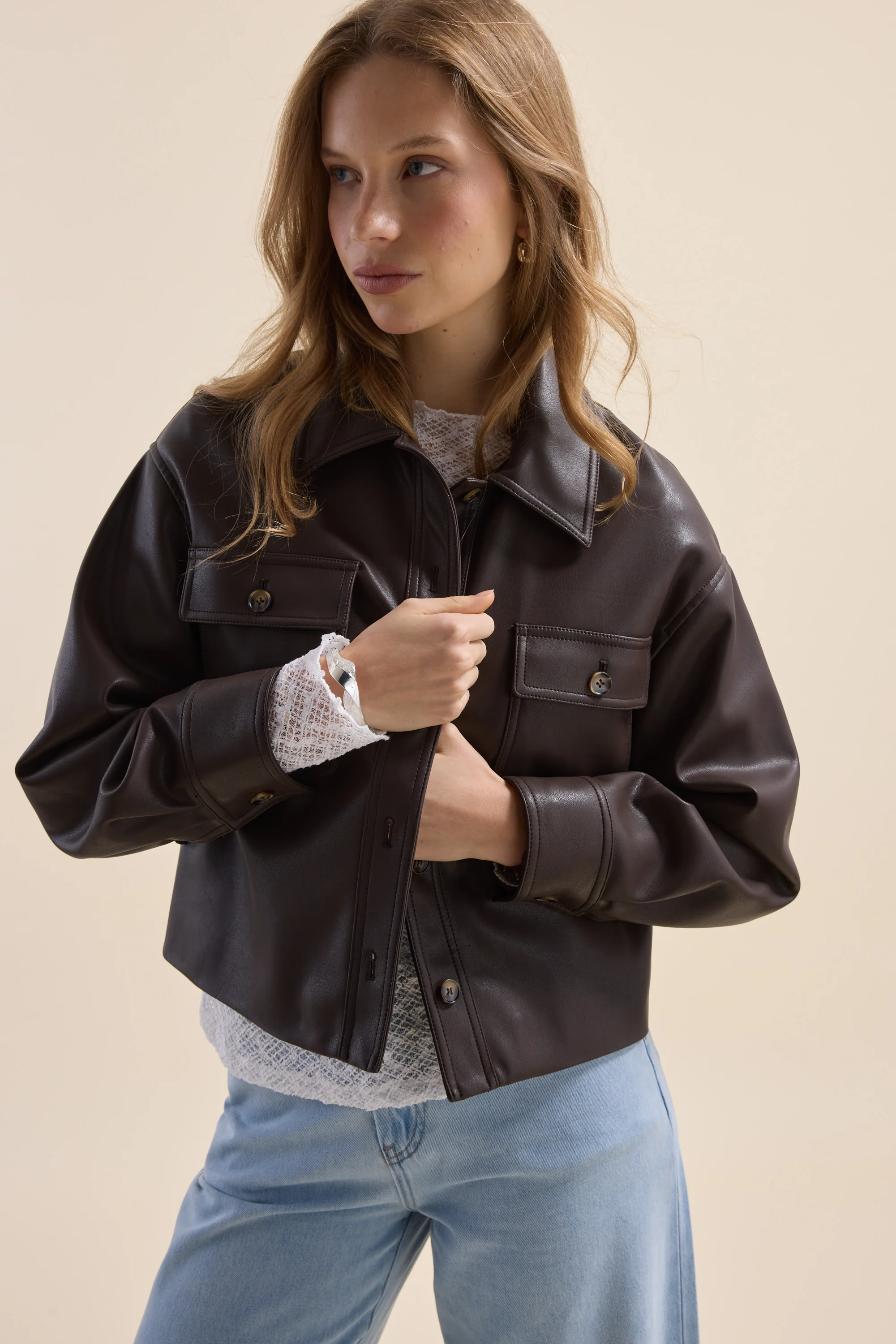 Jolie Faux Leather Belted Jacket - Image 4
