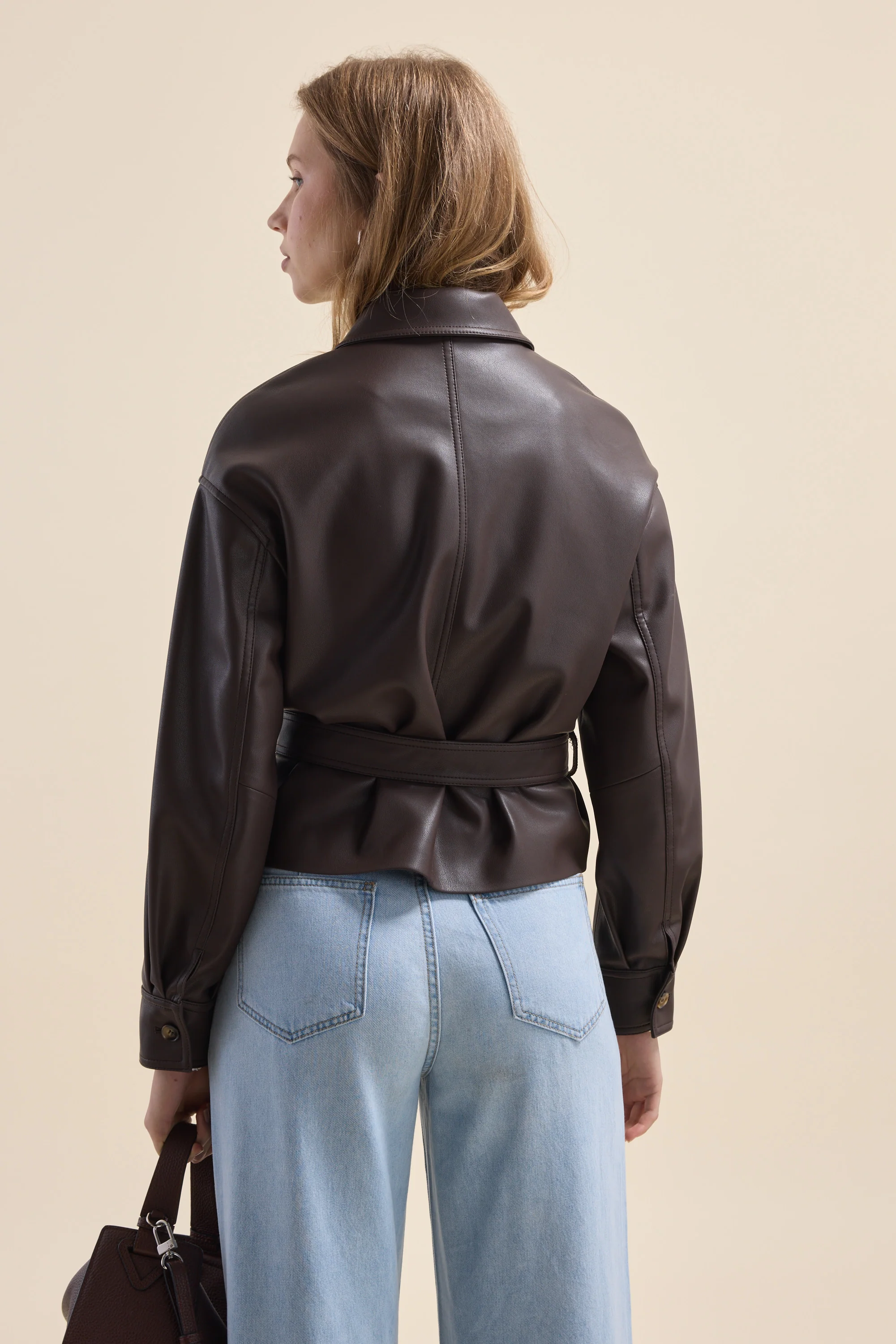 Jolie Faux Leather Belted Jacket - Image 9