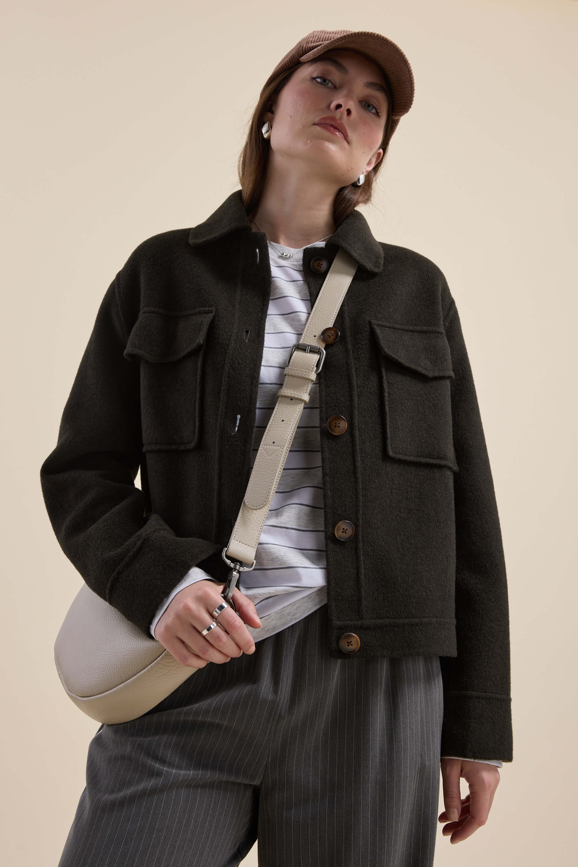 Kaia Wool Blend Cropped Coat - Image 3