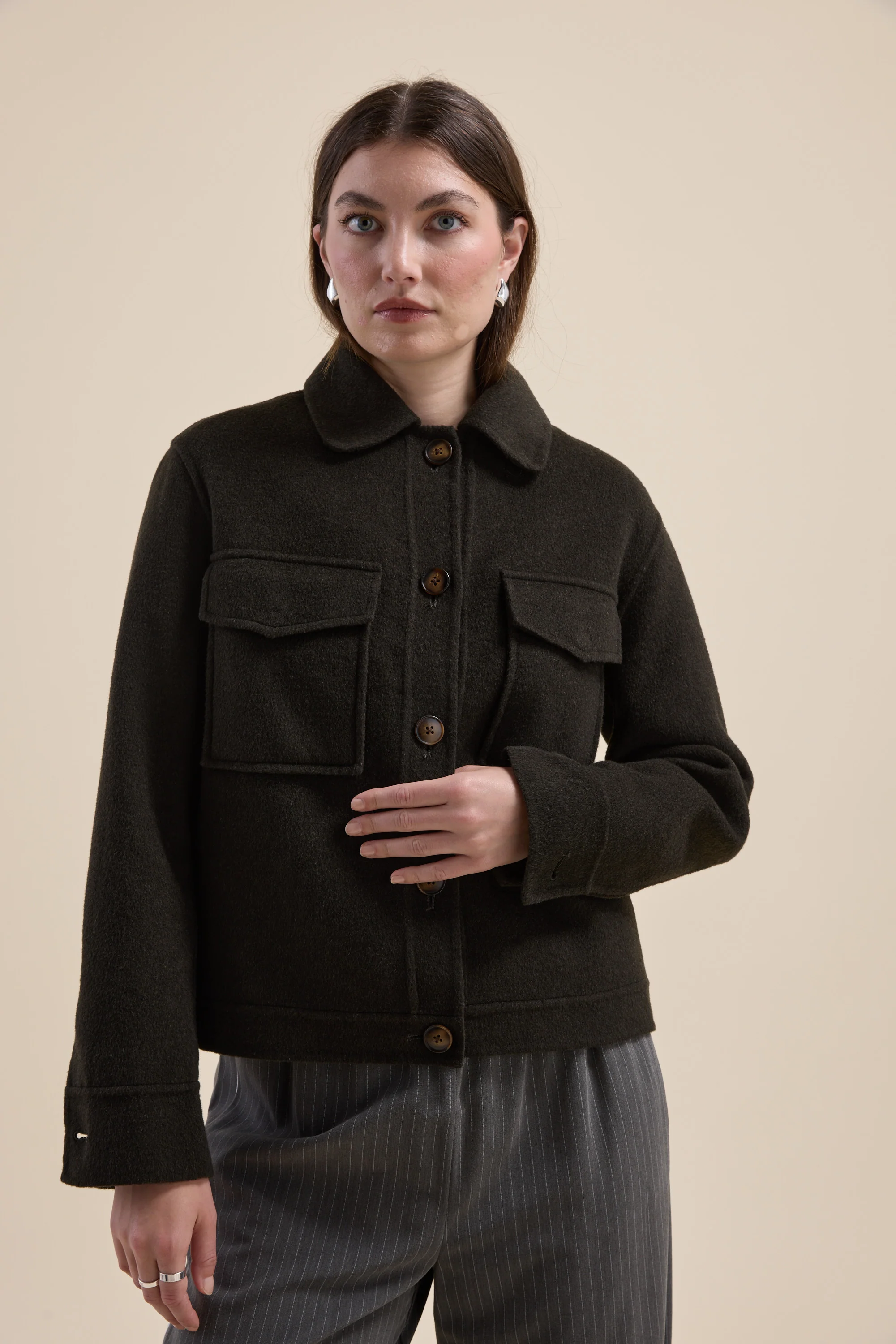 Kaia Wool Blend Cropped Coat - Image 4