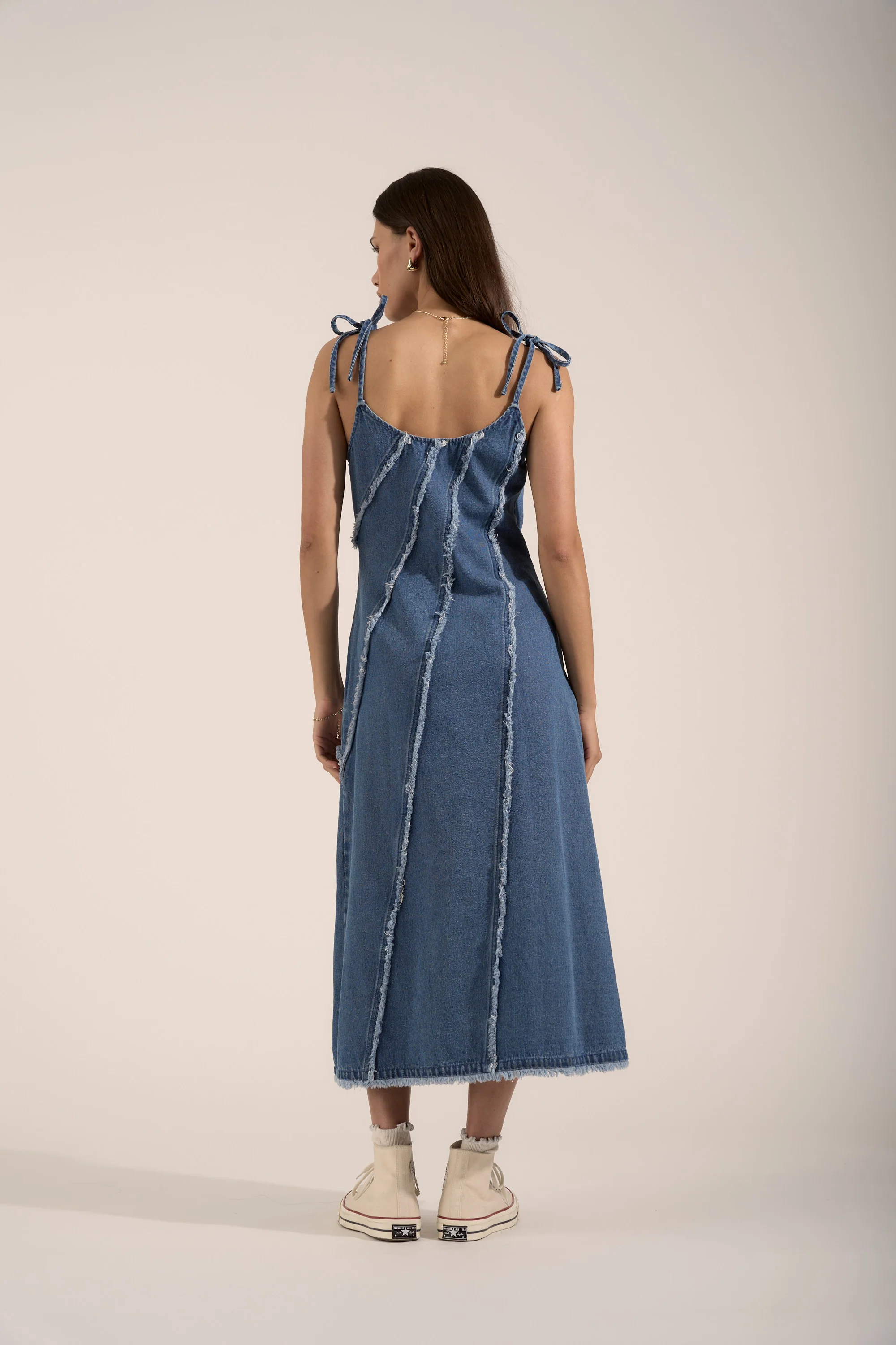 Rosa Denim Panel Detail Dress - Image 5