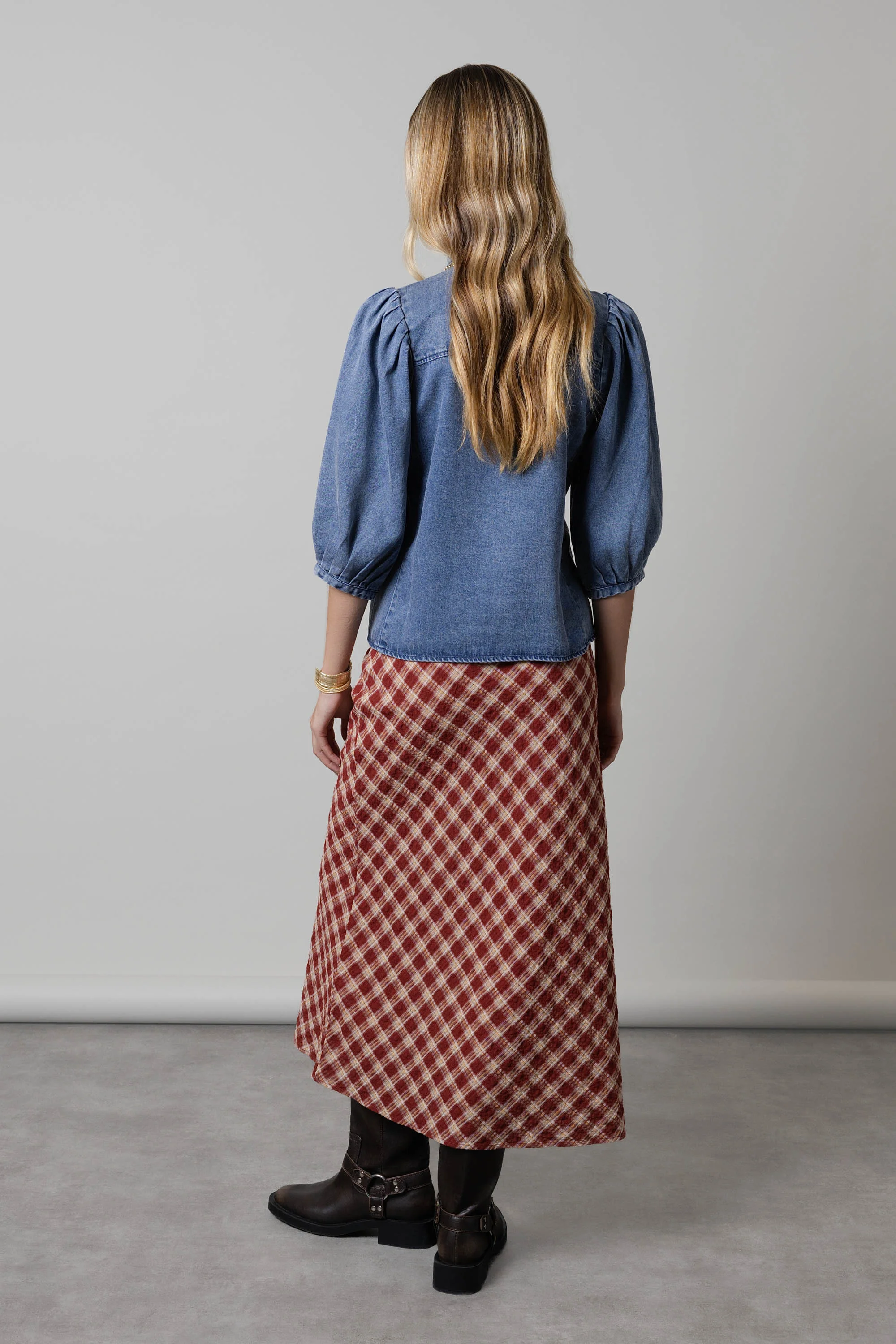 Ruby Denim Gather Sleeve Shirt - Image 5