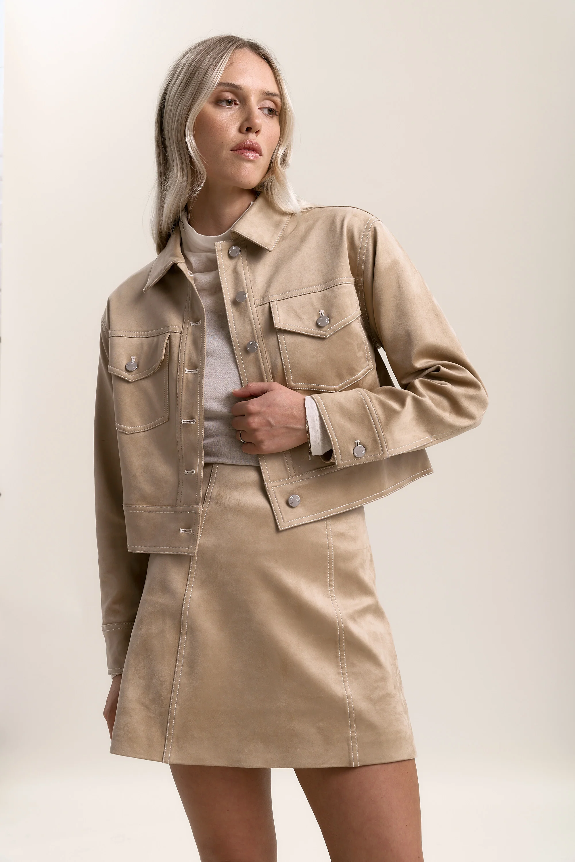Sabrina Suedette Pocket Detail Jacket - Image 3