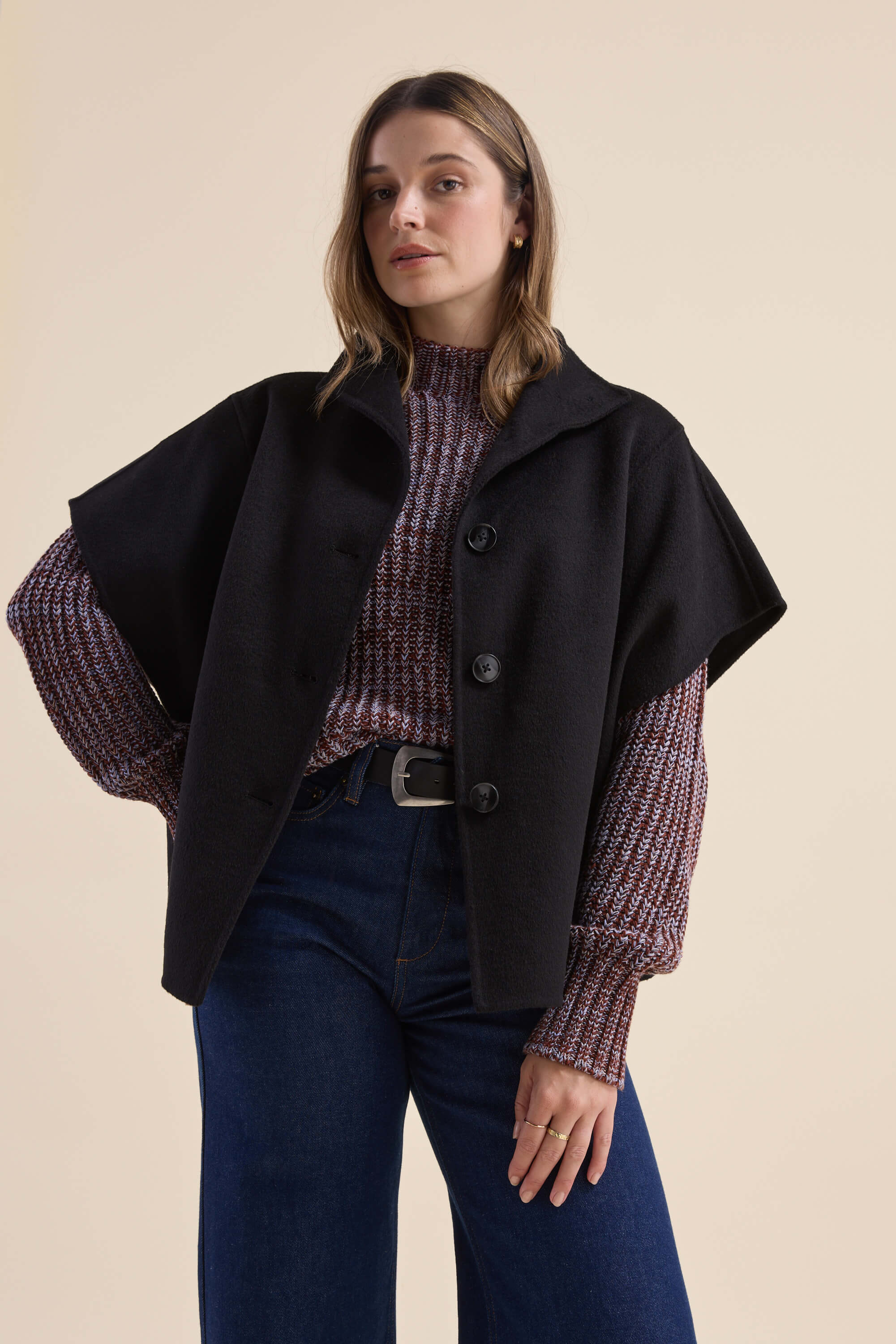 Sonya Wool Blend Cape - Image 4