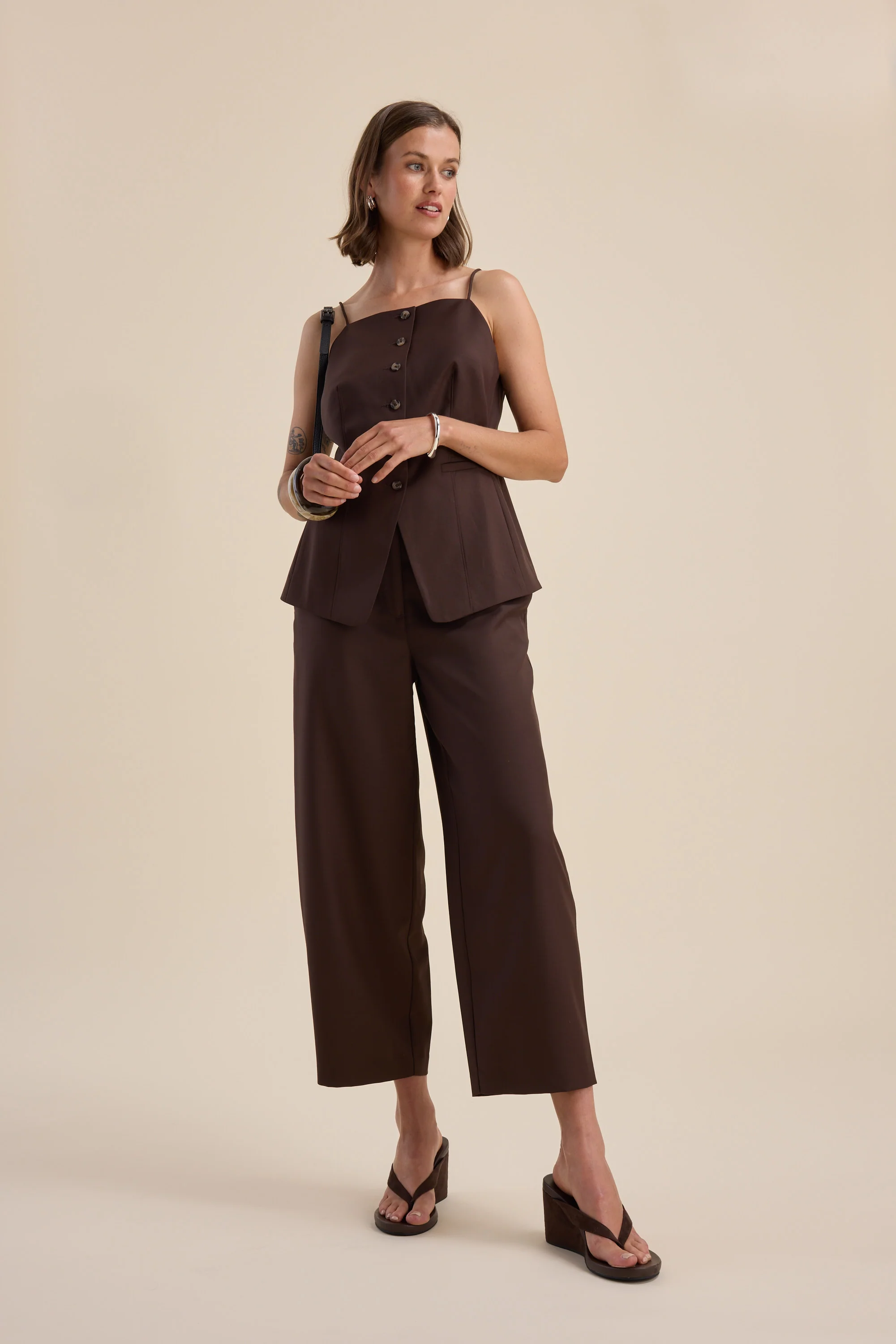 The Wool Blend Barrel Leg Pants