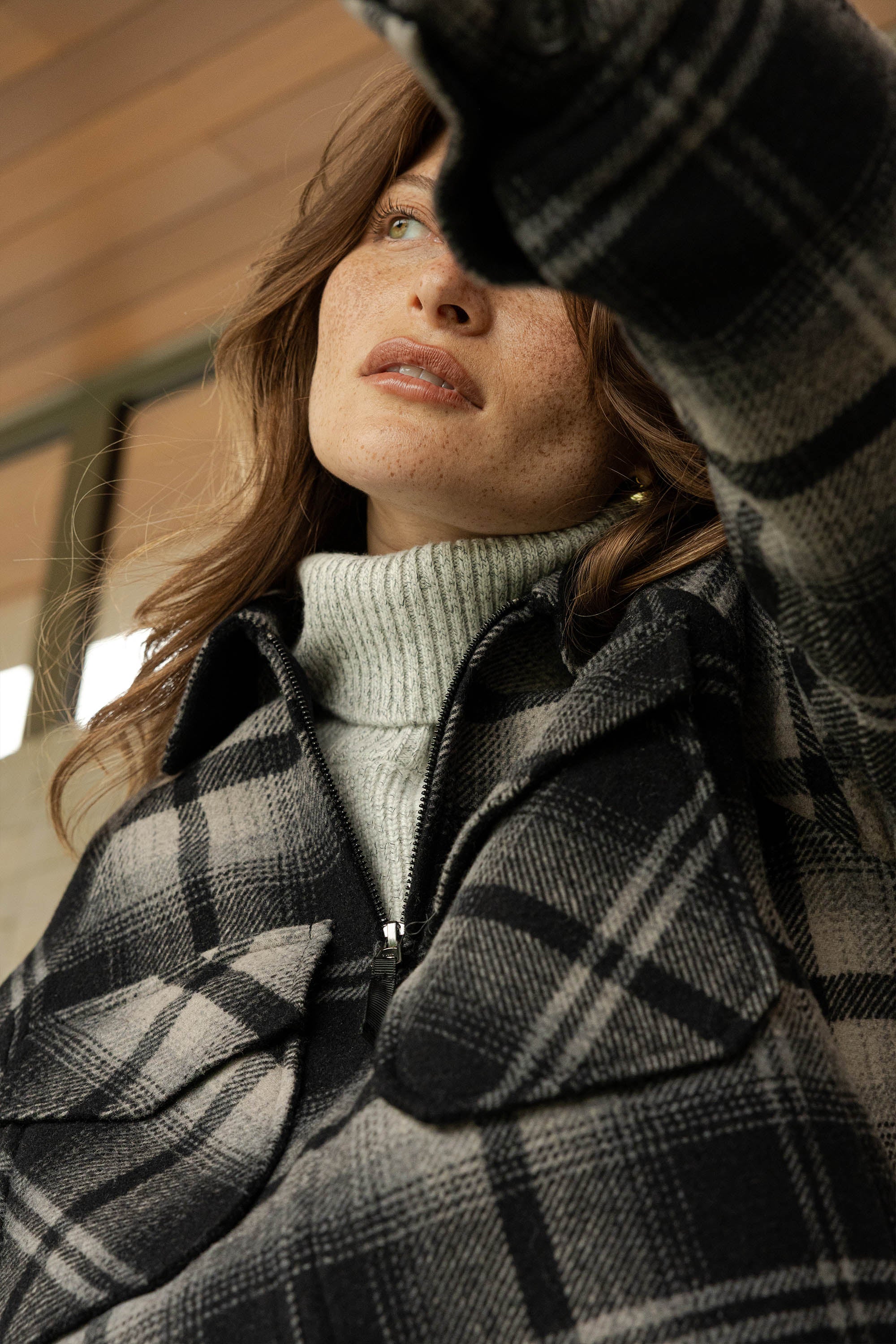 The Zip Front Wool Blend Cropped Coat - Image 2