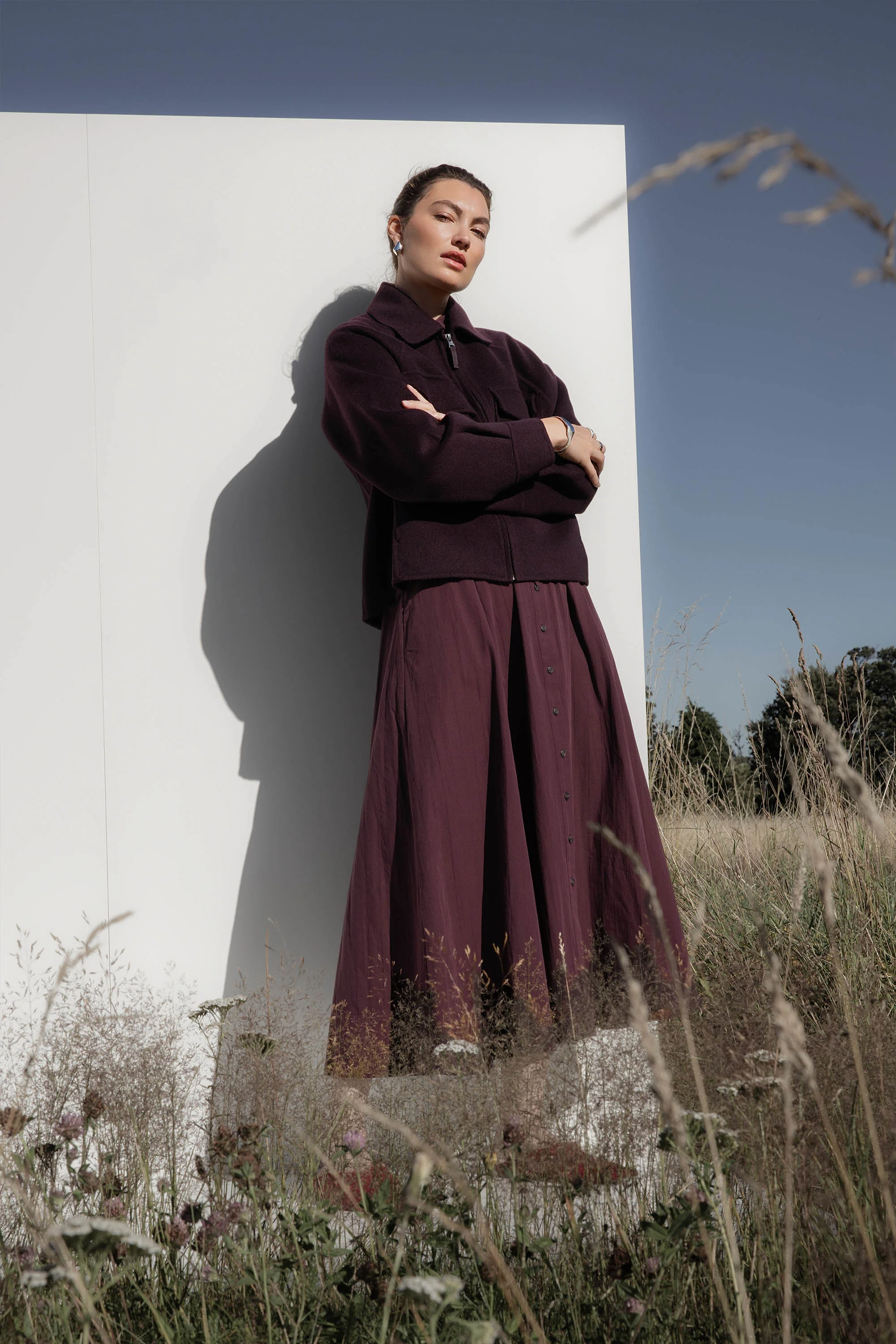 The Zip Front Wool Blend Cropped Coat - Image 2
