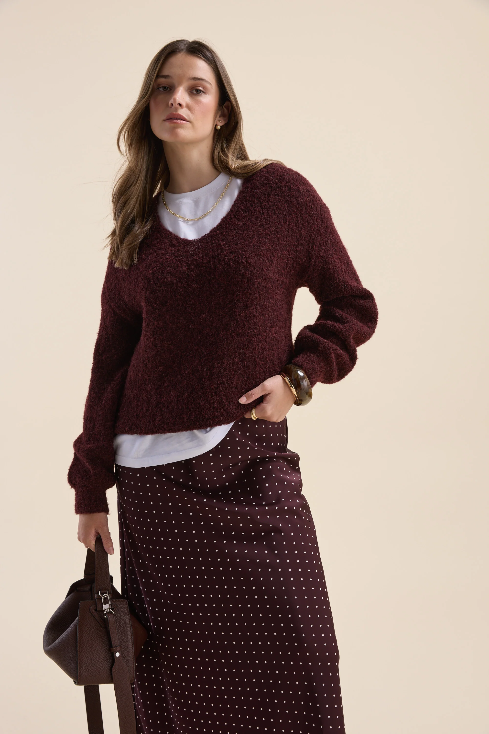 Violet Textured V Neck Sweater - Image 3