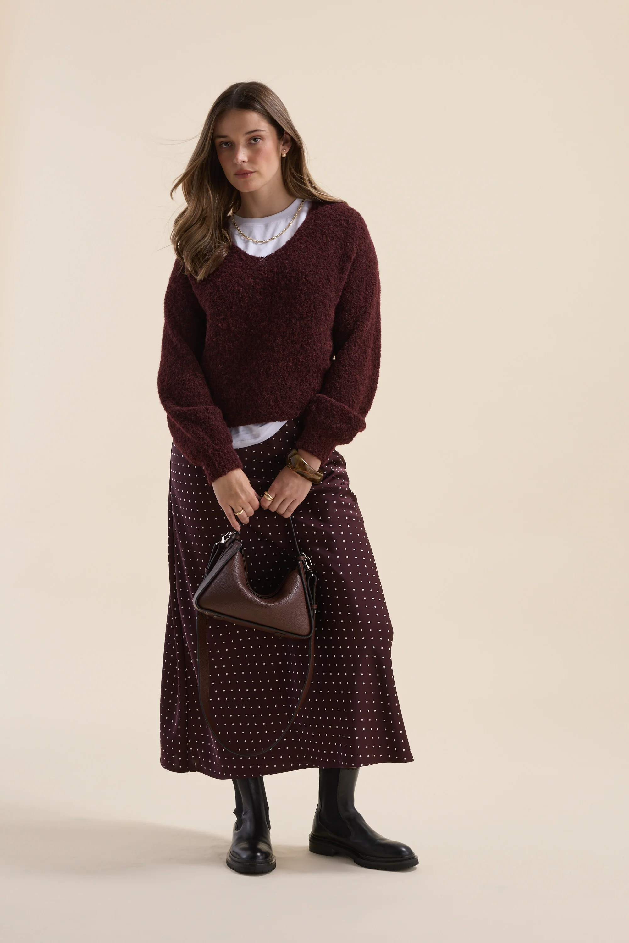 Violet Textured V Neck Sweater - Image 4