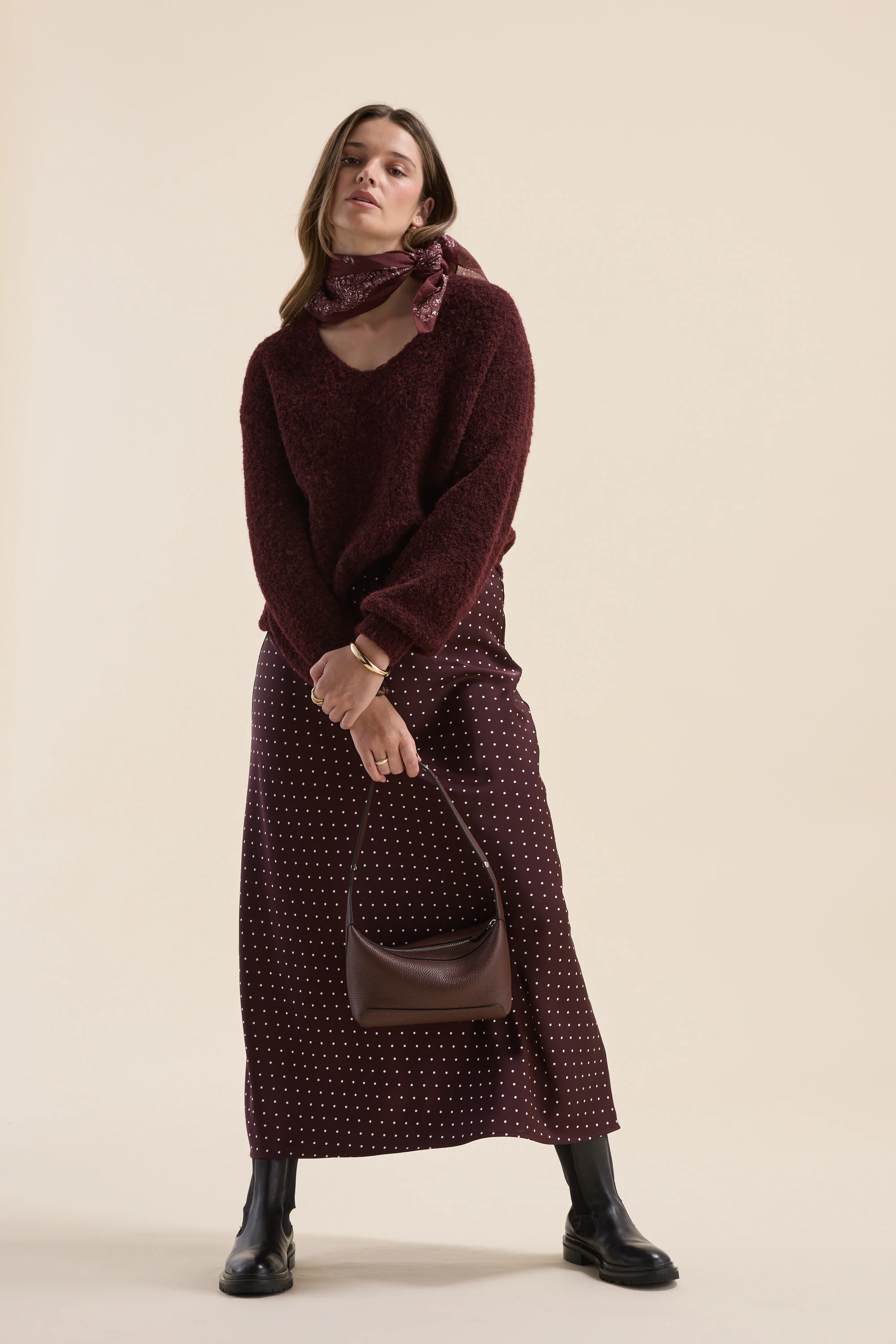 Violet Textured V Neck Sweater - Image 6