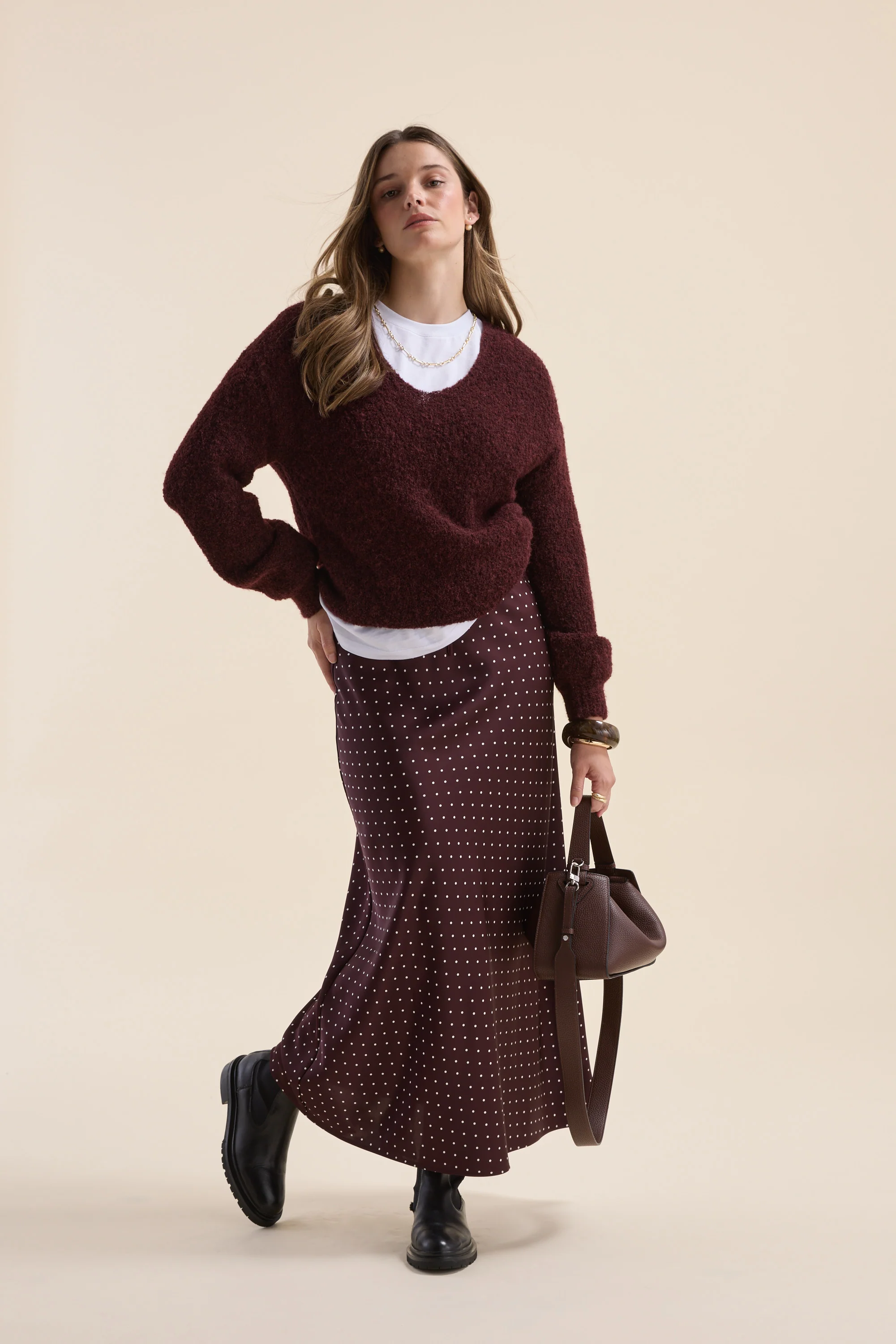 Violet Textured V Neck Sweater - Image 7